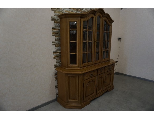 WITRYNA Z KOMODĄ DĘBOWA PODŚWIETLANA SZER. 185 CM