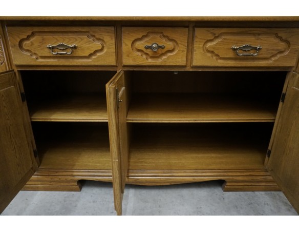 WITRYNA Z KOMODĄ DĘBOWA PODŚWIETLANA SZER. 185 CM