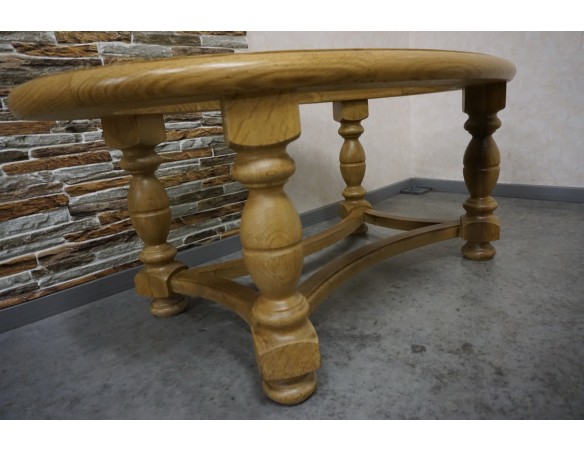 ŁAWA OWALNA JASNY LITY DĄB SZKŁO FREZOWANE SZER. 133 CM