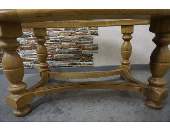 ŁAWA OWALNA JASNY LITY DĄB SZKŁO FREZOWANE SZER. 133 CM