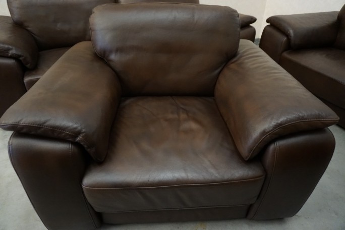 ZESTAW SKÓRA NATURALNA BRĄZOWA 3+2+1