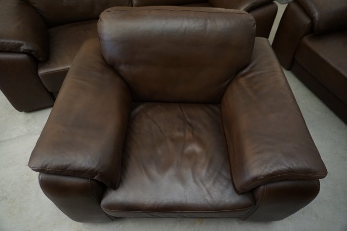 ZESTAW SKÓRA NATURALNA BRĄZOWA 3+2+1