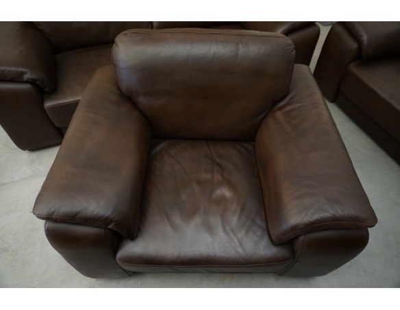 ZESTAW SKÓRA NATURALNA BRĄZOWA 3+2+1