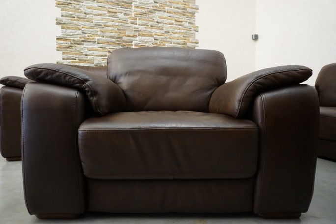 ZESTAW SKÓRA NATURALNA BRĄZOWA 3+2+1