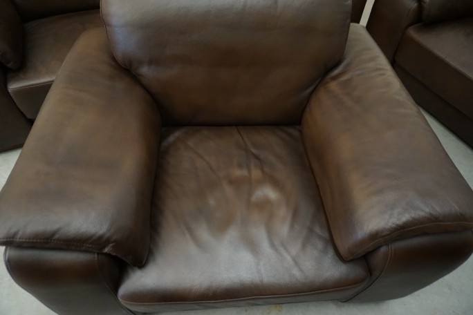 ZESTAW SKÓRA NATURALNA BRĄZOWA 3+2+1