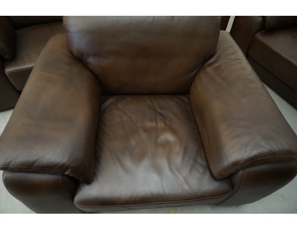 ZESTAW SKÓRA NATURALNA BRĄZOWA 3+2+1