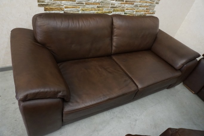 ZESTAW SKÓRA NATURALNA BRĄZOWA 3+2+1