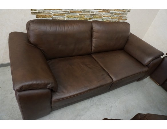 ZESTAW SKÓRA NATURALNA BRĄZOWA 3+2+1