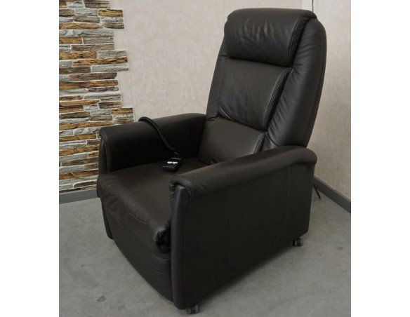 FOTEL ELEKTRYCZNY NA PILOTA SKÓRA NATURALNA FUNKCJA POMOCY WSTAWANIA