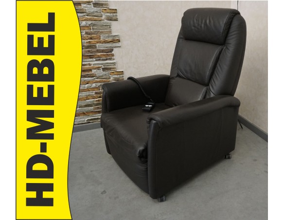 FOTEL ELEKTRYCZNY NA PILOTA SKÓRA NATURALNA FUNKCJA POMOCY WSTAWANIA