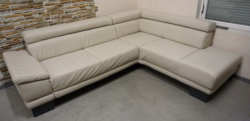 NAROŻNIK SKÓRZANY SKÓRA NATURALNA JASNA 280/220 CM