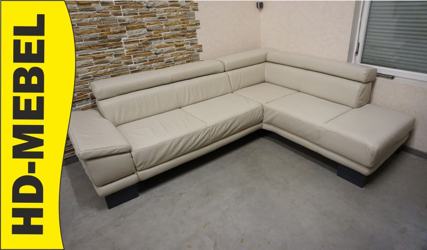 NAROŻNIK SKÓRZANY SKÓRA NATURALNA JASNA 280/220 CM