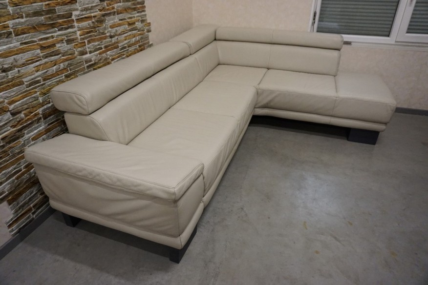 NAROŻNIK SKÓRZANY SKÓRA NATURALNA JASNA 280/220 CM