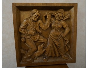 OBRAZ DĘBOWY RZEŹBIONY Z LITEGO DĘBU  48cm x 48 cm 2