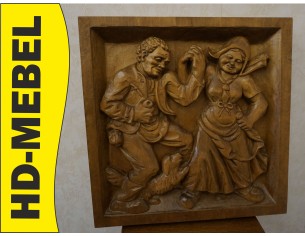 OBRAZ DĘBOWY RZEŹBIONY Z LITEGO DĘBU  48cm x 48 cm