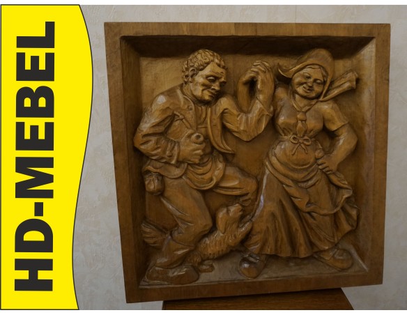 OBRAZ DĘBOWY RZEŹBIONY Z LITEGO DĘBU  48cm x 48 cm