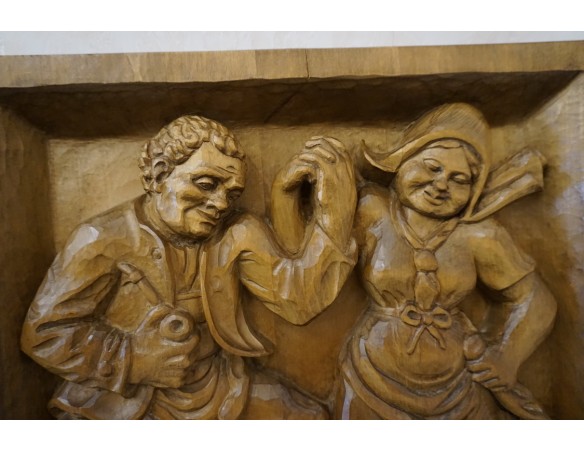 OBRAZ DĘBOWY RZEŹBIONY Z LITEGO DĘBU  48cm x 48 cm