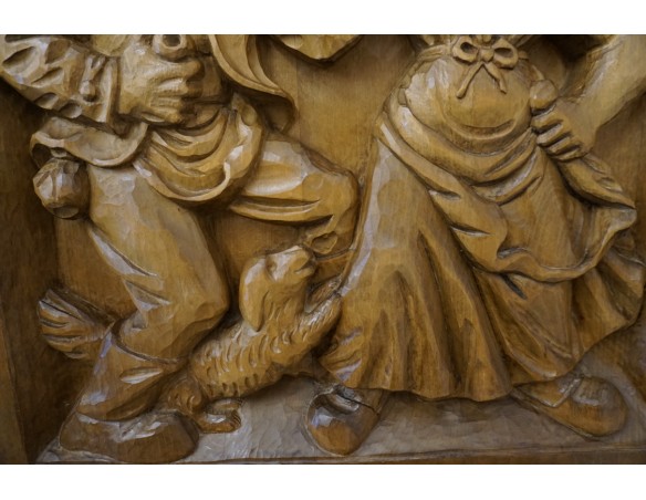 OBRAZ DĘBOWY RZEŹBIONY Z LITEGO DĘBU  48cm x 48 cm