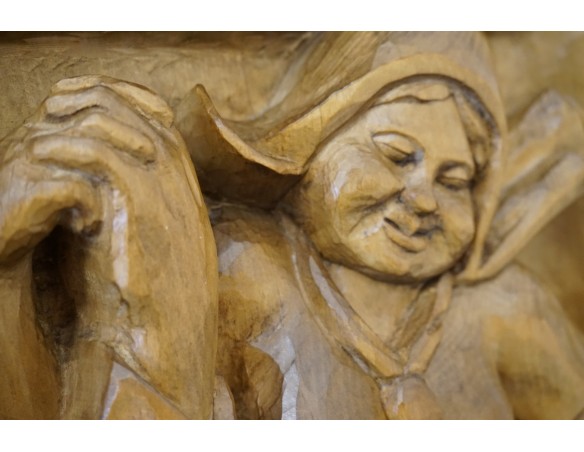 OBRAZ DĘBOWY RZEŹBIONY Z LITEGO DĘBU  48cm x 48 cm