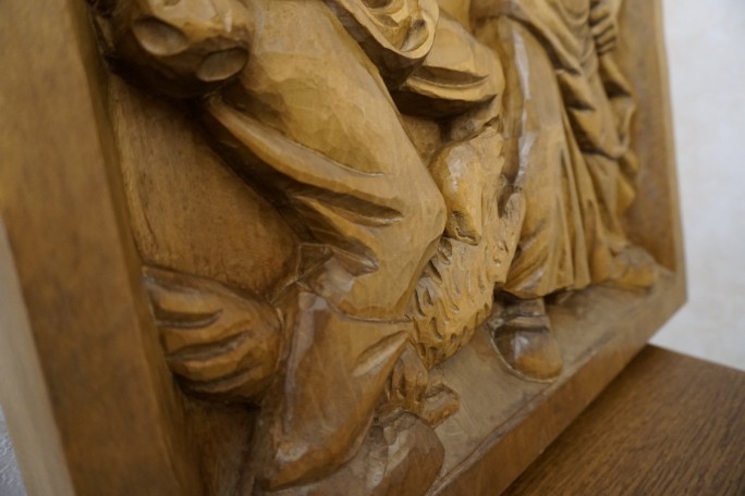 OBRAZ DĘBOWY RZEŹBIONY Z LITEGO DĘBU  48cm x 48 cm