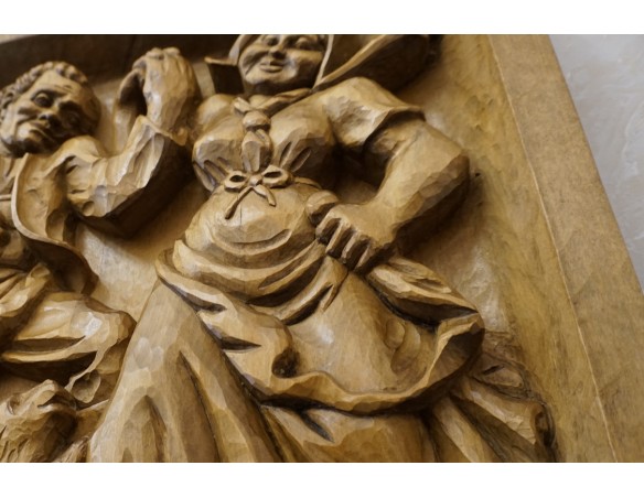 OBRAZ DĘBOWY RZEŹBIONY Z LITEGO DĘBU  48cm x 48 cm