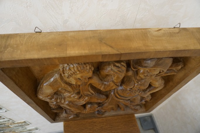 OBRAZ DĘBOWY RZEŹBIONY Z LITEGO DĘBU  48cm x 48 cm