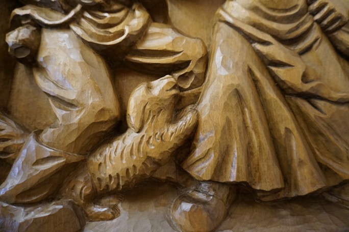 OBRAZ DĘBOWY RZEŹBIONY Z LITEGO DĘBU  48cm x 48 cm