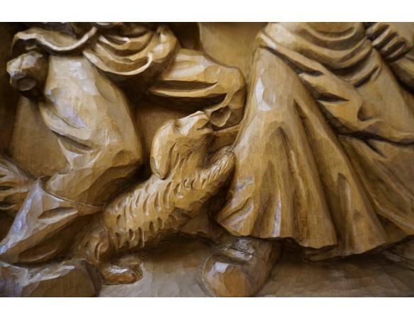 OBRAZ DĘBOWY RZEŹBIONY Z LITEGO DĘBU  48cm x 48 cm