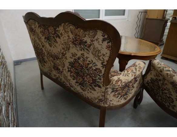 ZESTAW CHIPPENDALE SOFA 2 OS. + 2 FOTELE + ŁAWA Z RAFIĄ