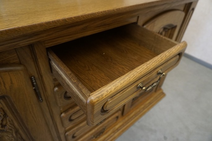 KOMODA DĘBOWA WYSOKA MYŚLIWSKI MOTYW 3 DRZWIOWA...