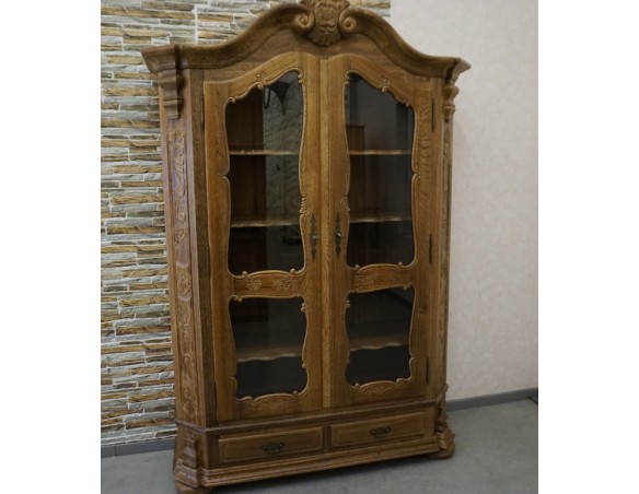 WITRYNA BIBLIOTEKA PRZESZKLONA LITY NATURALNY DĄB SZER. 145 CM