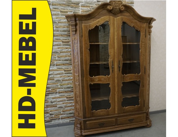 WITRYNA BIBLIOTEKA PRZESZKLONA LITY NATURALNY DĄB SZER. 145 CM