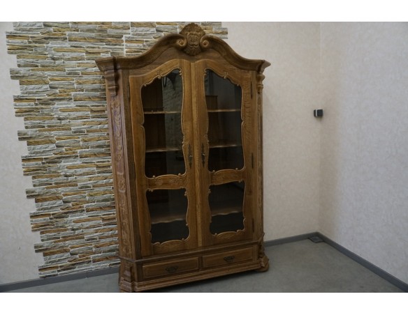 WITRYNA BIBLIOTEKA PRZESZKLONA LITY NATURALNY DĄB SZER. 145 CM