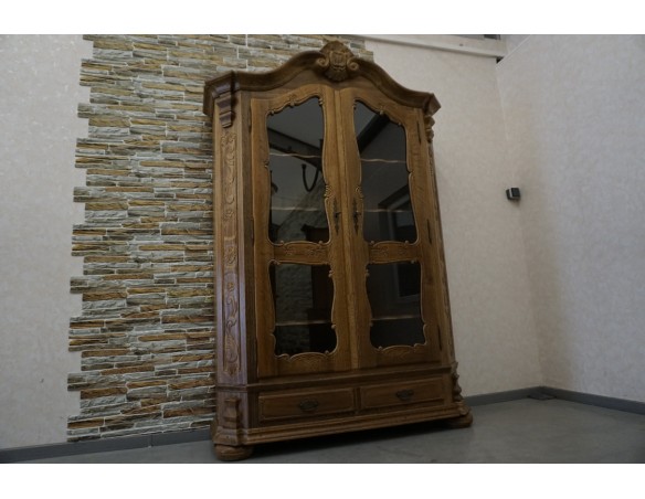 WITRYNA BIBLIOTEKA PRZESZKLONA LITY NATURALNY DĄB SZER. 145 CM