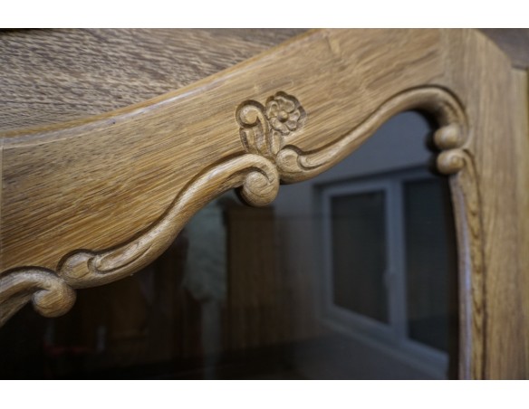 WITRYNA BIBLIOTEKA PRZESZKLONA LITY NATURALNY DĄB SZER. 145 CM