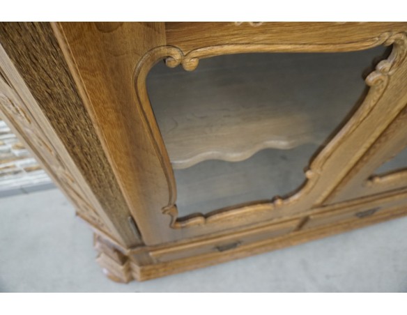 WITRYNA BIBLIOTEKA PRZESZKLONA LITY NATURALNY DĄB SZER. 145 CM