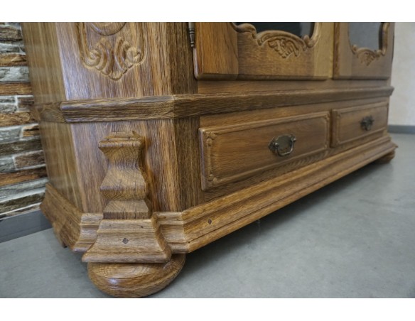 WITRYNA BIBLIOTEKA PRZESZKLONA LITY NATURALNY DĄB SZER. 145 CM