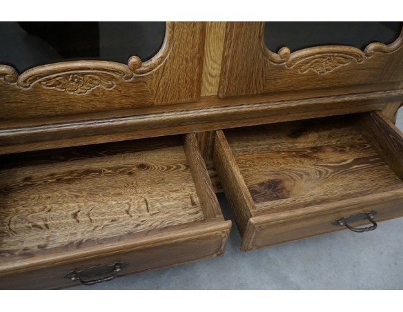 WITRYNA BIBLIOTEKA PRZESZKLONA LITY NATURALNY DĄB SZER. 145 CM