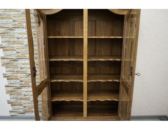 WITRYNA BIBLIOTEKA PRZESZKLONA LITY NATURALNY DĄB SZER. 145 CM