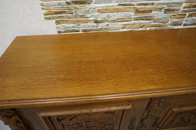 KOMODA DĘBOWA MOTYW MYŚLIWSKI RZEŹBIONA 3...