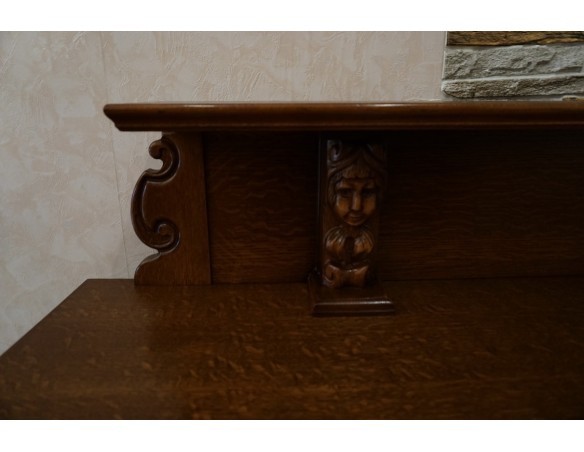 KOMODA DĘBOWA RZĘŹBIONA Z NADSTAWKĄ SZER. 245 CM