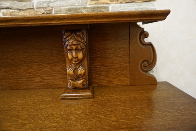 KOMODA DĘBOWA RZĘŹBIONA Z NADSTAWKĄ SZER. 245 CM