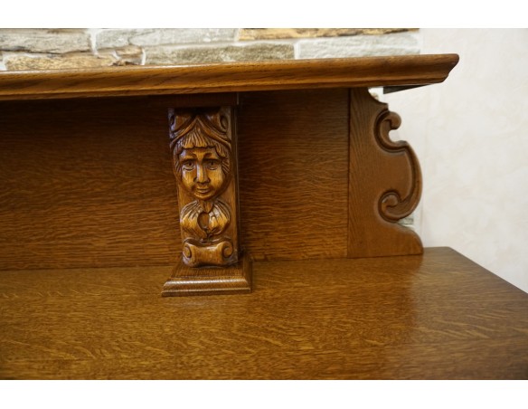 KOMODA DĘBOWA RZĘŹBIONA Z NADSTAWKĄ SZER. 245 CM