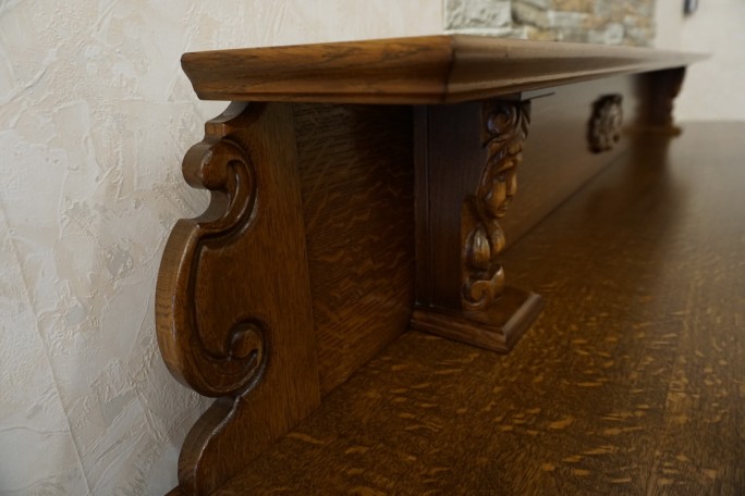 KOMODA DĘBOWA RZĘŹBIONA Z NADSTAWKĄ SZER. 245 CM