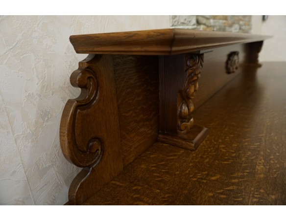 KOMODA DĘBOWA RZĘŹBIONA Z NADSTAWKĄ SZER. 245 CM