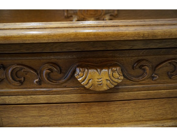 KOMODA DĘBOWA RZĘŹBIONA Z NADSTAWKĄ SZER. 245 CM