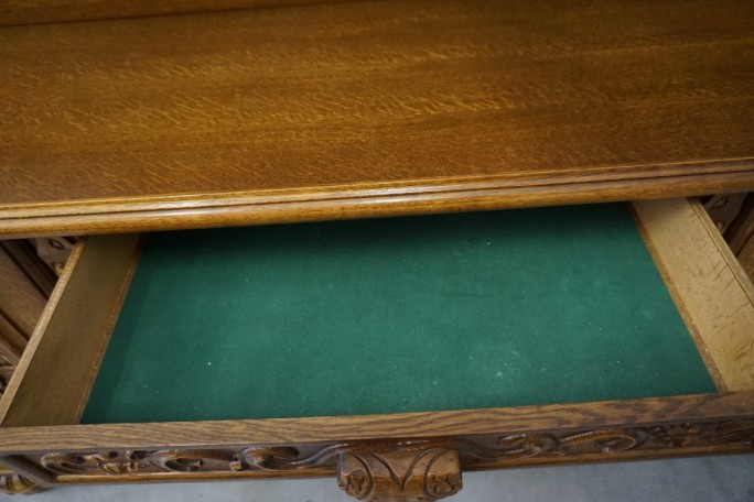 KOMODA DĘBOWA RZĘŹBIONA Z NADSTAWKĄ SZER. 245 CM