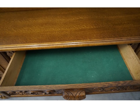 KOMODA DĘBOWA RZĘŹBIONA Z NADSTAWKĄ SZER. 245 CM