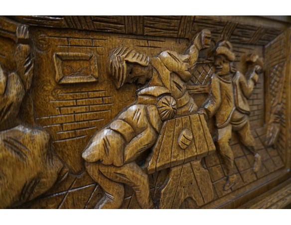 KOMODA DĘBOWA RZĘŹBIONA Z NADSTAWKĄ SZER. 245 CM