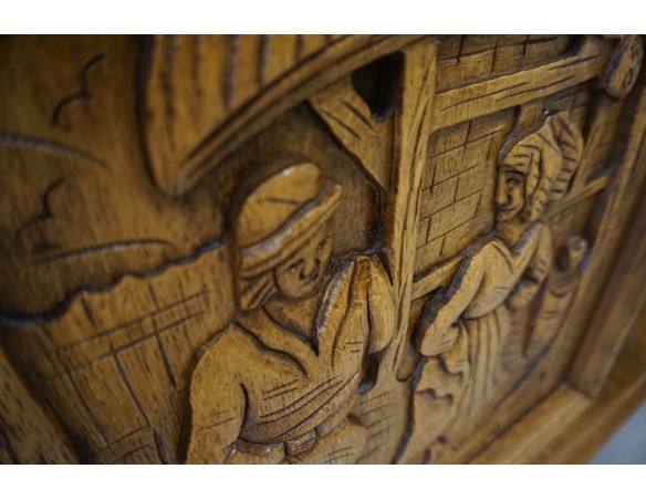 KOMODA DĘBOWA RZĘŹBIONA Z NADSTAWKĄ SZER. 245 CM